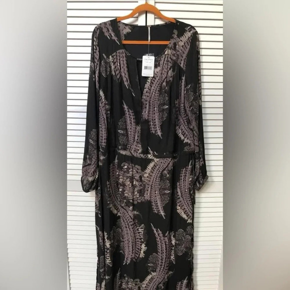 Free People Raven Out Of The Woods Combo Drawstring Waist Dress Sz XS - Picture 2 of 6
